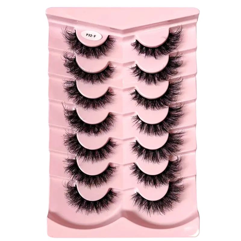 7 Pairs False Eyelashes Wispy Lashes Natural Look Fake Eyelashes Faux Mink Fluffy Strip False Lashes Pack