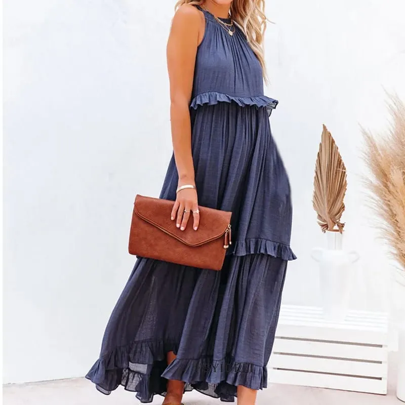 Vestidos com borda de folha de lótus para mulheres