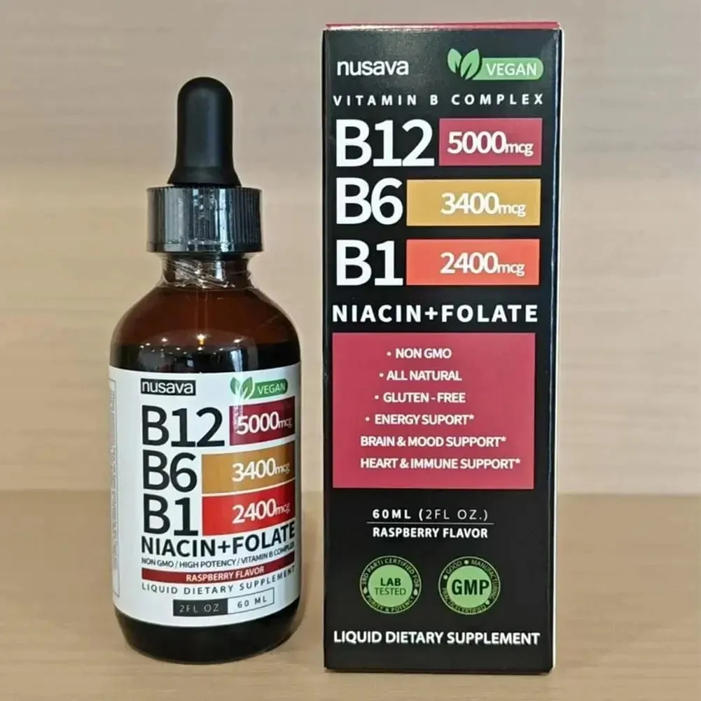 Vitamina b12 b6 b1 gotas líquidas absorção tripla gota líquida sublingual complexo b suplemento suporte nervos músculos noturnos