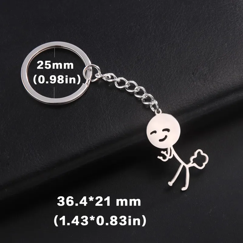 Teamer Funny Middle Finger Stickman Keychain 2026 Cute Trend School Bag Car Key Pendant Couple New Trinket Gift Keyring