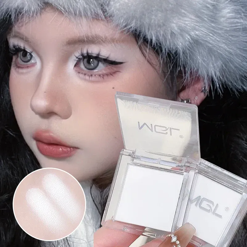Paleta de sombra monocromática branca fosca, natural 3d, iluminador, pó, longa duração, maquiagem para os olhos