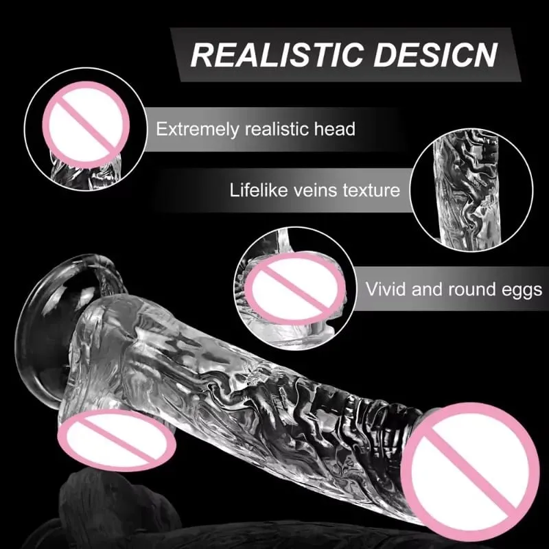 Realistic Wearable Strap On Clear Dildo Masturbator Strong Suction Cup G-spot Adult Sex Toy Suitable for Female and Male Couples