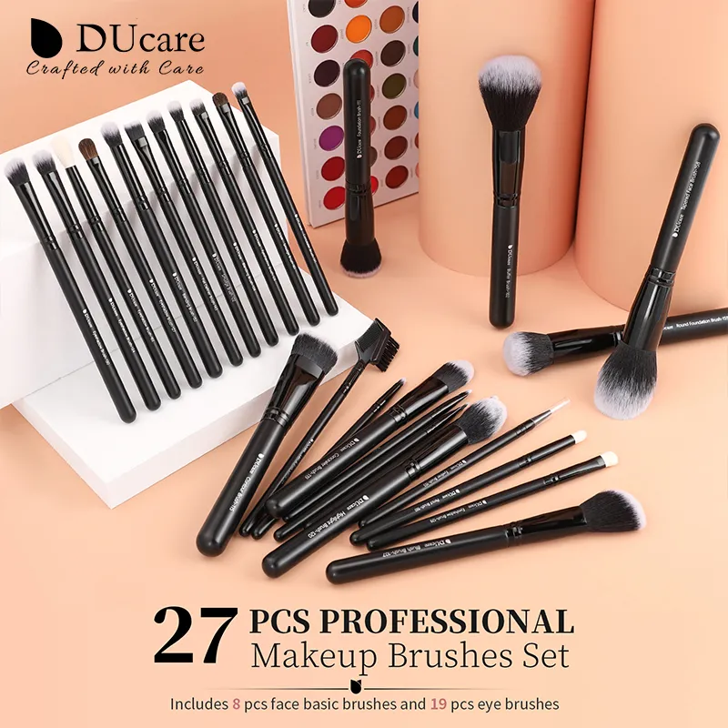 Ducare preto pincel de maquiagem profissional sombra fundação pó macio cabelo sintético pincéis de maquiagem brochas maquillaje