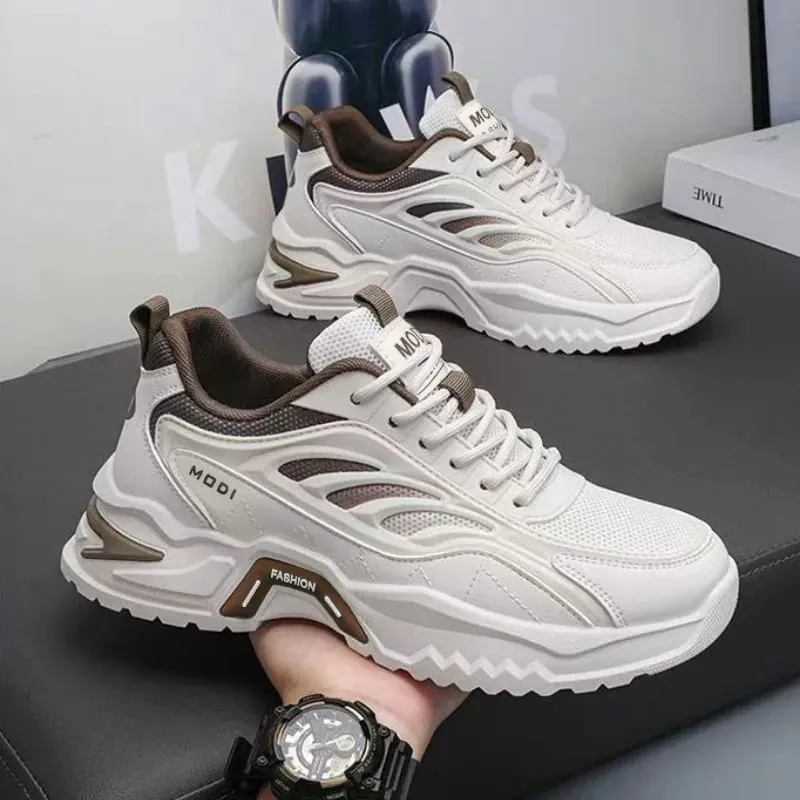 Homens tênis primavera verão respirável malha sapatos casuais plataforma chunky pai calçado rendas até caminhada tênis de corrida