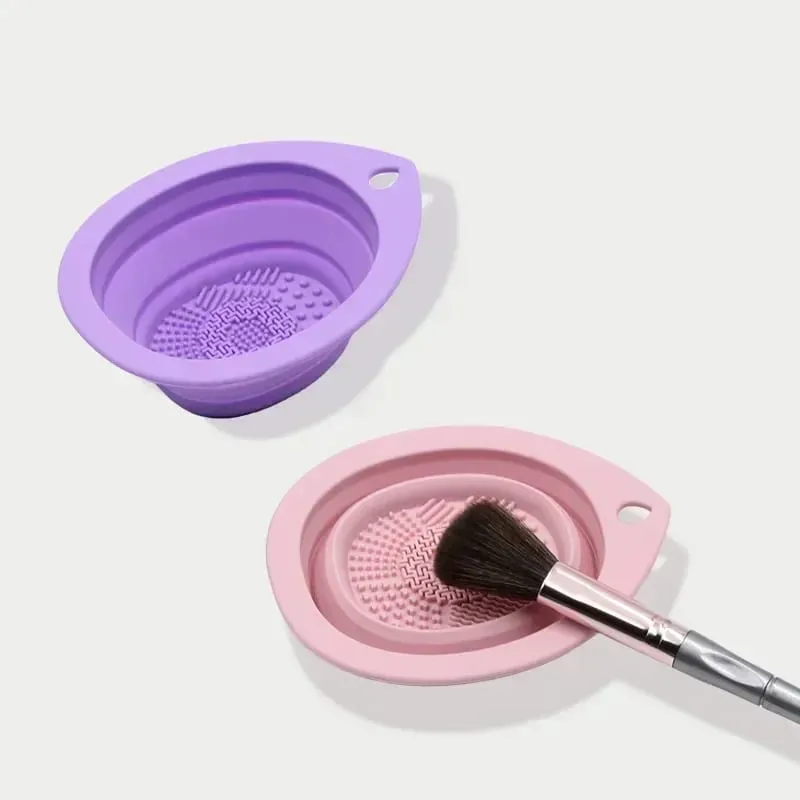 Purificador de silicone tigela de limpeza dobrável escova de maquiagem lavadora para pincéis de sombra pó puff multifuncional ferramentas de cuidados de beleza