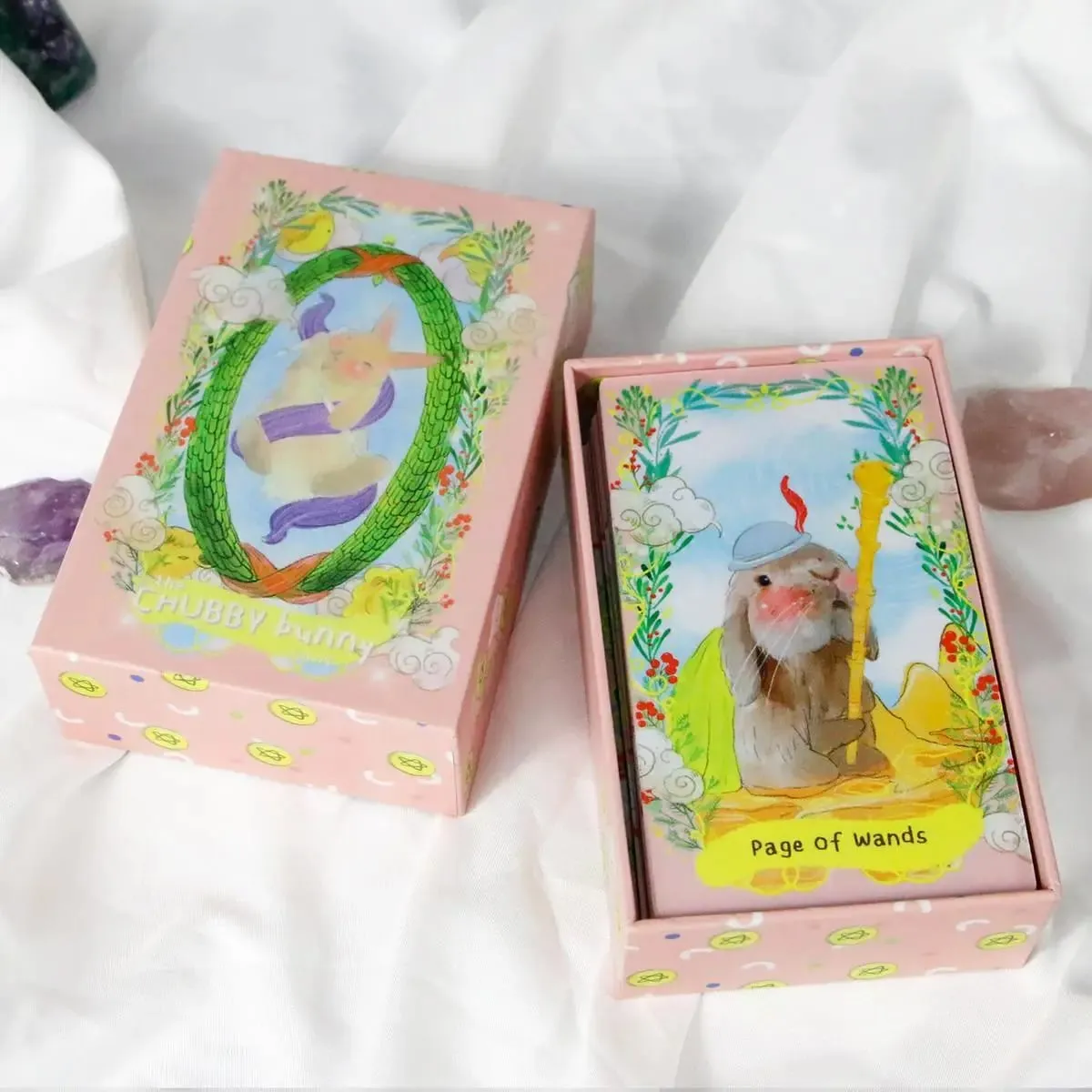 Chubby Bunny Tarot 12*7cm Um baralho de 78 cartas com coelhinhos fofos 2,75 x 4,75'' Embalagem caixa rígida