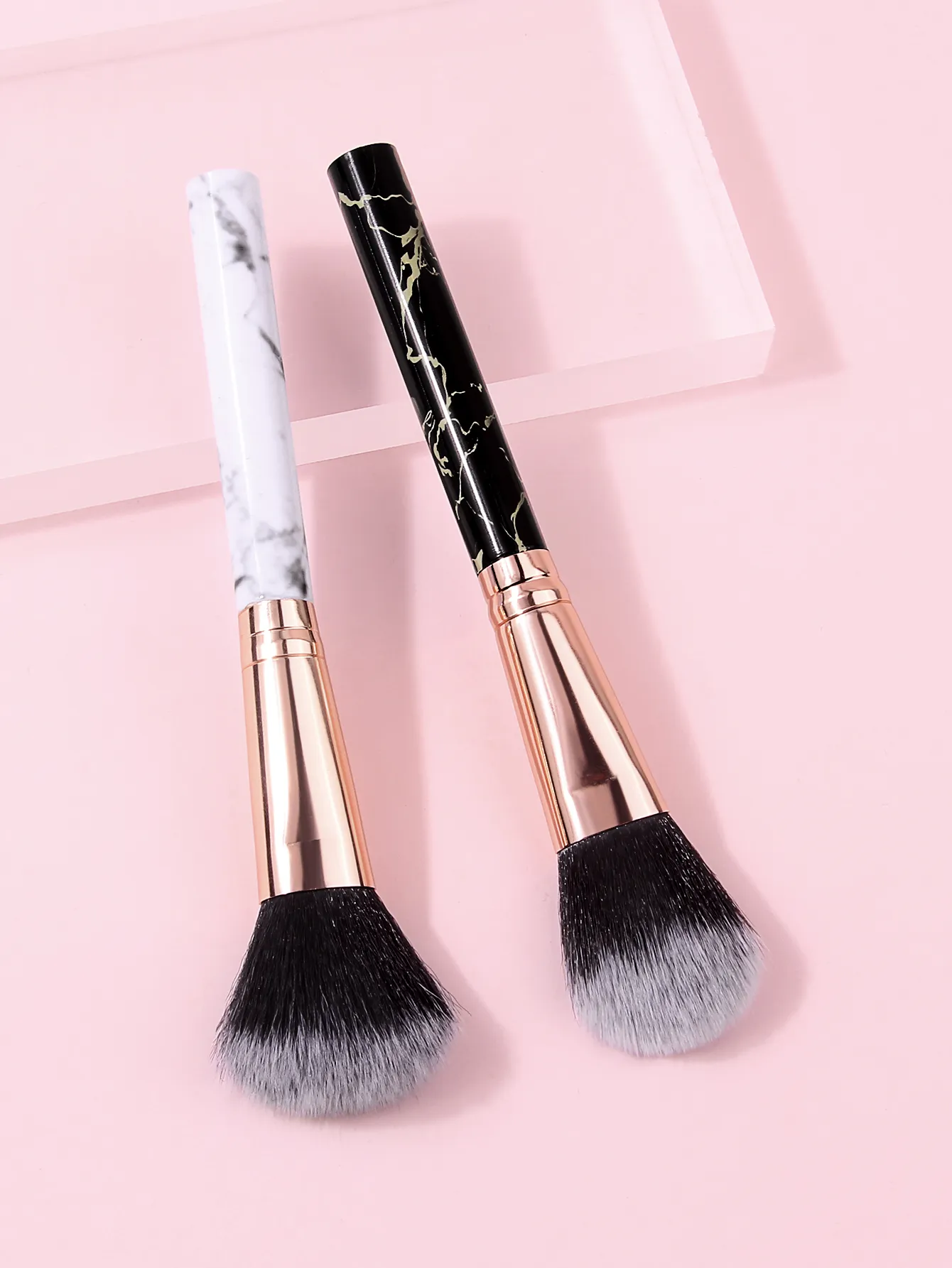 2 pçs punho de mármore blush escovas macio macio rosto pincel de maquiagem para bochecha blush em pó cosméticos mistura beleza compõem ferramentas