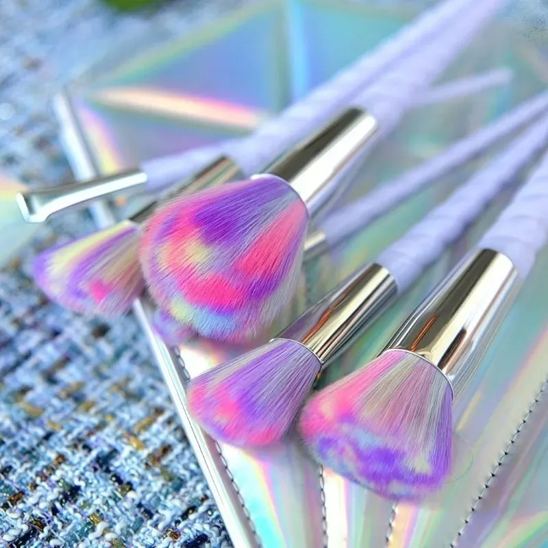 Conjunto de pincéis de maquiagem coloridos de 10 peças, cabo de cristal, pincéis corretivos, beleza, saúde, ferramentas cosméticas, ferramentas de maquiagem