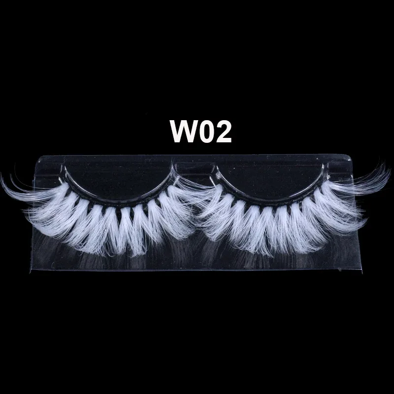 Super Long 5D White False Eyelashes 25mm High Volume Fluffy Fake Eye Lashes Wholesale Supplier For Halloween Cosplay