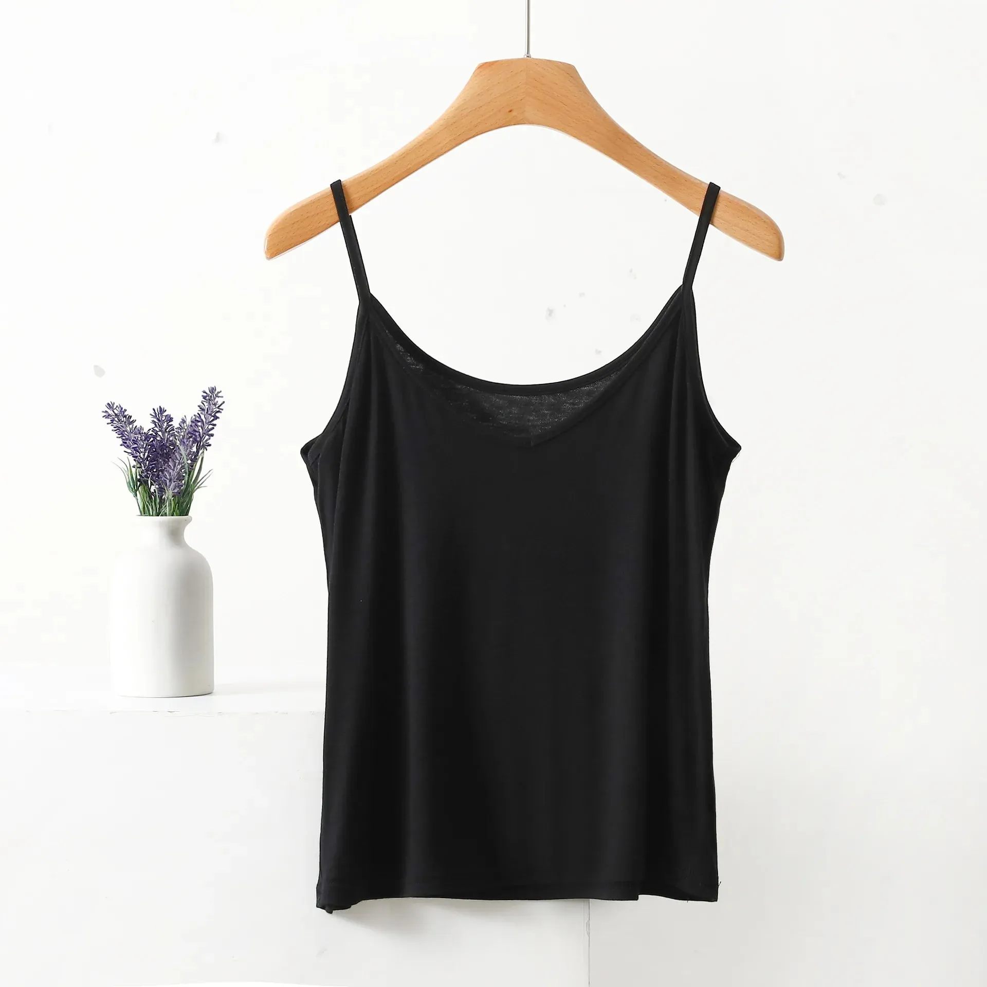 Top de alça espaguete feminino halter com decote em v básico cami sem mangas regata feminina verão cor sólida