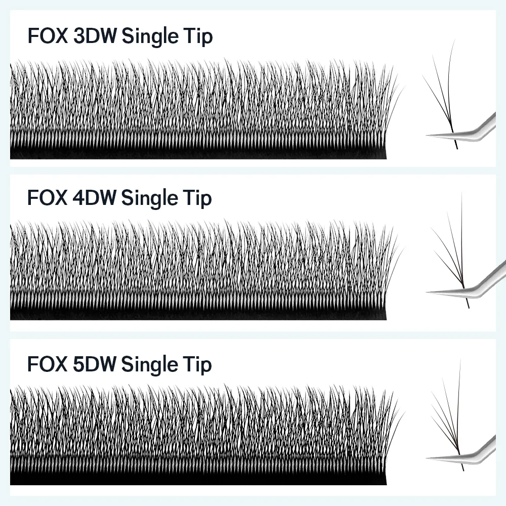 FOX 3D~5D W-Shaped Eyelash Extension Cat Eye Long Tail Premium Natural Lightweight Volume Fox Eye Lashes Makeup Tool
