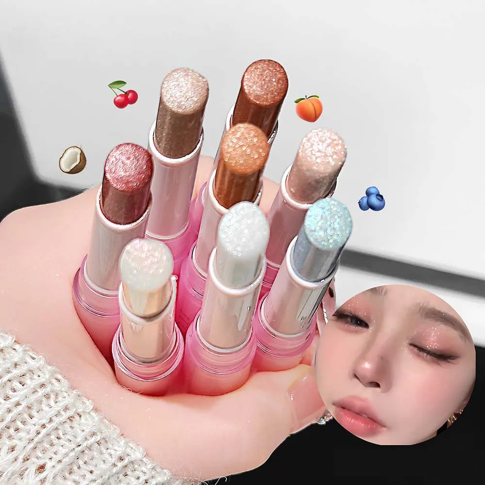 Caneta iluminadora de sombra brilhante, à prova d'água, azul diamante, gelatina, bastão, glitter, rosa, roxo, sombra de olho, maquiagem brilhante