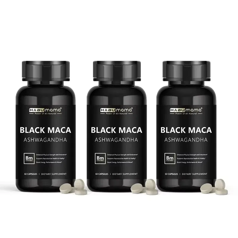 Black Maca Root + Ashwagandha Supplement for Men Stamina Control System Rock-Hard Performance Confidence Discreet Shipping