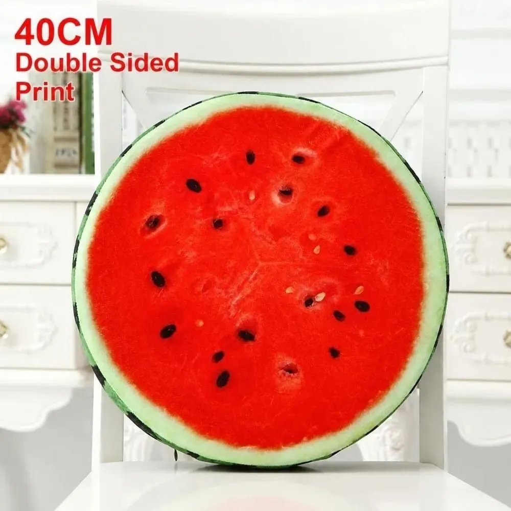 Bonito redondo frutas travesseiro simulação tecido de pelúcia almofada do assento frutas fatia impressão recheado interior travesseiro sofá decoração