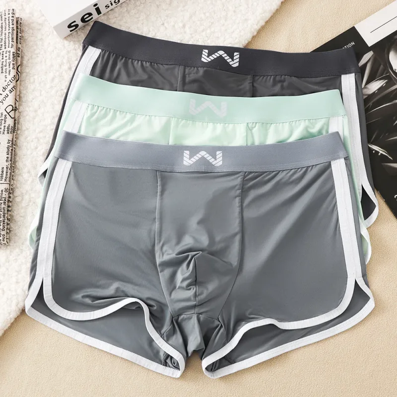 3PCS/Pack Ice Silk Breathable Antibacterial Mesh Men's Underpants Large Space Pouch Panties High Elastic Waistband Boxer Homme