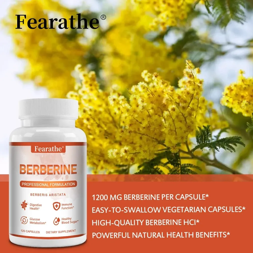 Berberina Premium - Apoia o controle de peso do sistema imunológico, saúde digestiva e suplemento de função GI 120 cápsulas