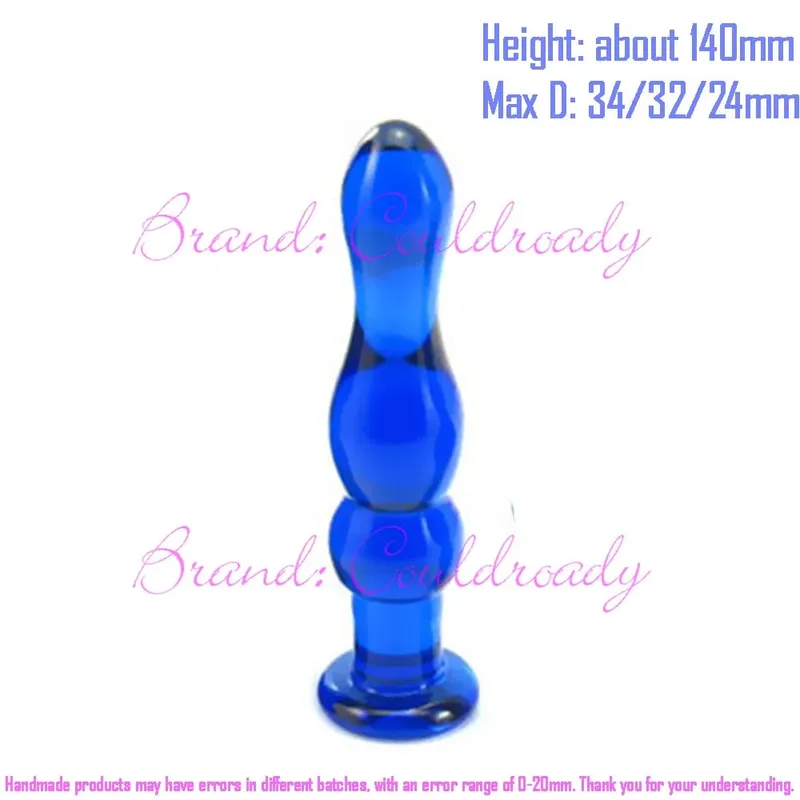 Pyrex Glass Dildo 195x33mm Fake Penis Crystal Anal Beads Butt Plug Prostate Massager G Spot Female Masturbation Toys