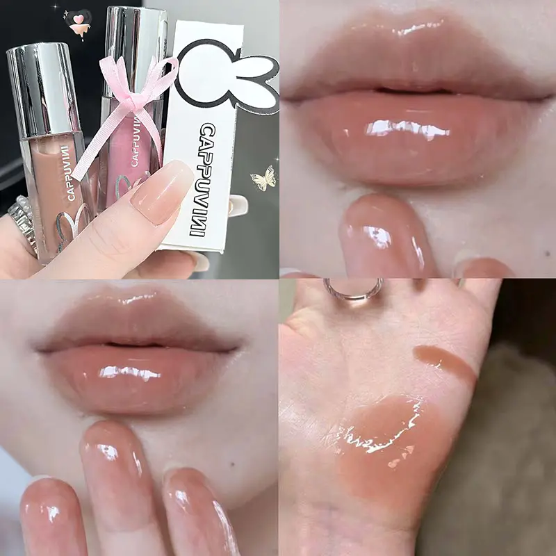 Marrom brilho labial esmalte duradouro brilho labial espelho de água brilho labial à prova dwaterproof água geléia plumping batom compõem hidratante matiz labial