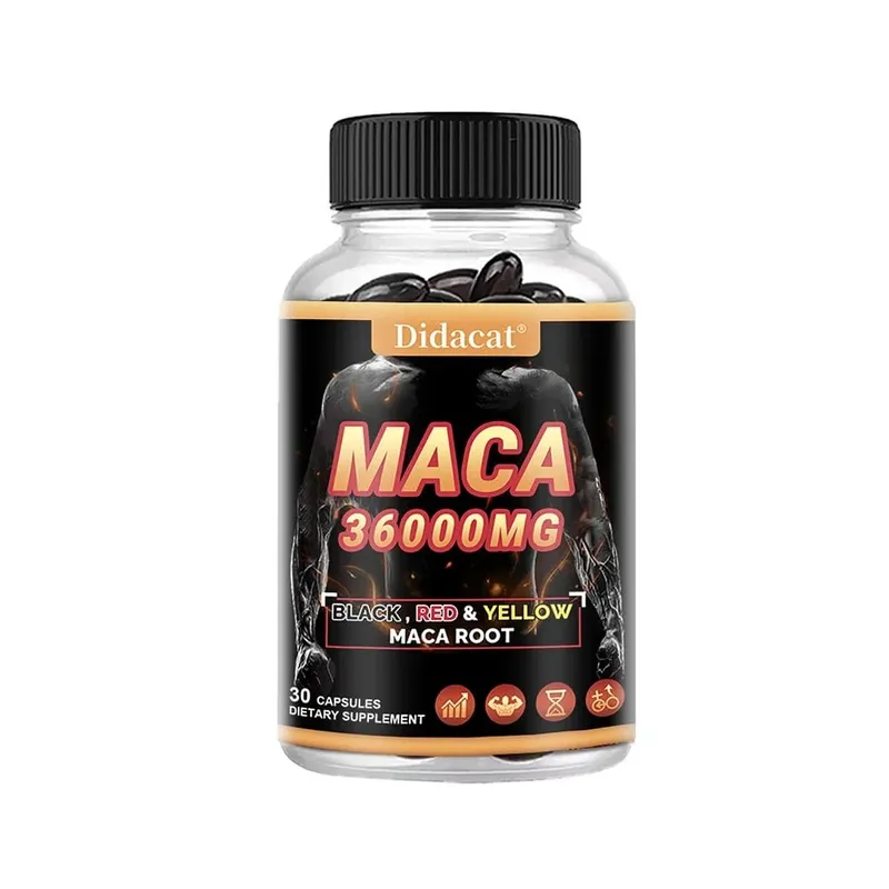 Cápsulas orgânicas em pó de raiz de maca com suplemento de extrato de raiz de maca preto + vermelho + amarelo para homens e mulheres - 120 cápsulas