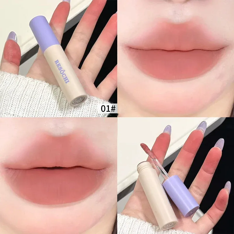 Pasta de feijão rosa labial lama fosco veludo vermelho marrom brilho labial hidratante à prova dwaterproof água duradoura não secagem copo antiaderente maquiagem matiz labial