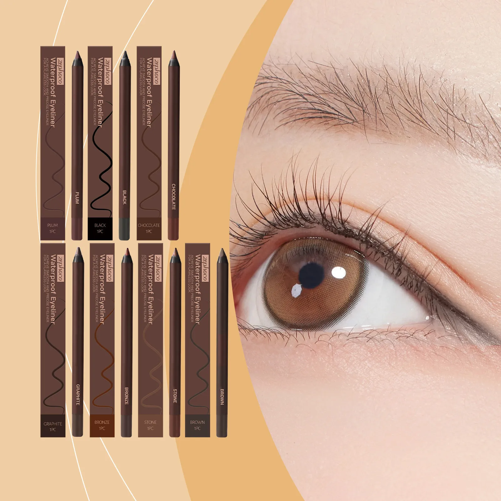 Waterproof Eyeliner Brown Smooth Matte Eye Liner Long Lasting Non Smudging High Pigmented Eyebrow Pencil Punk Eye Makeup