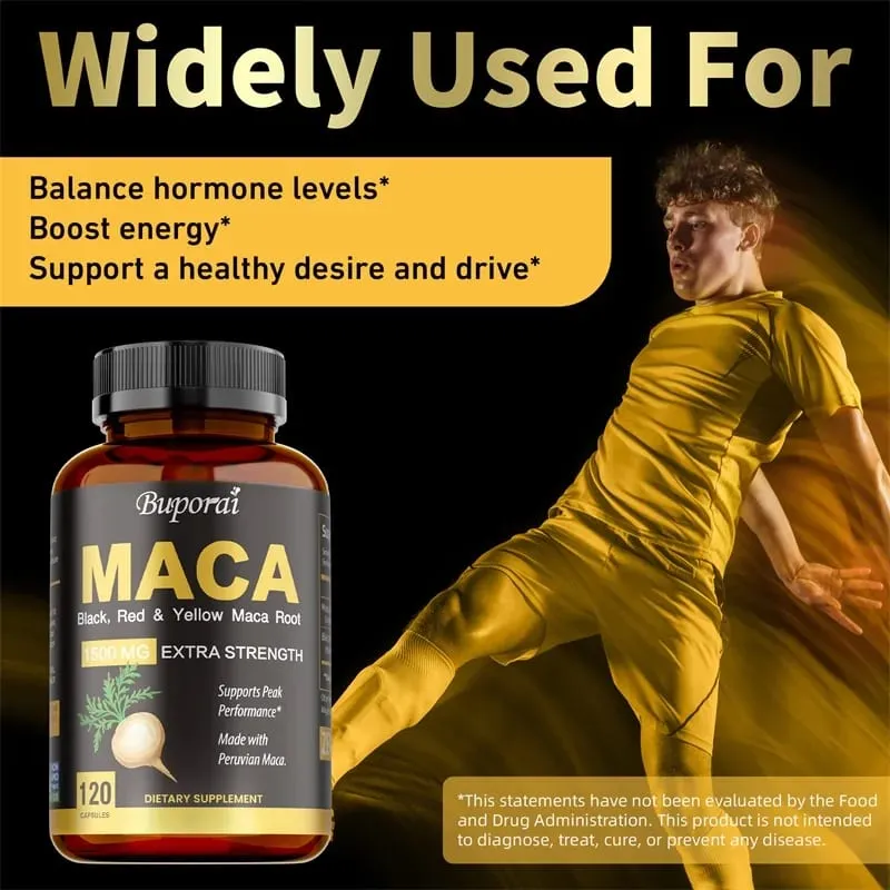 Cápsulas de Maca - Reduz a fadiga Equilíbrio hormonal Regula o humor Melhora o desempenho atlético Aumenta a energia e a resistência