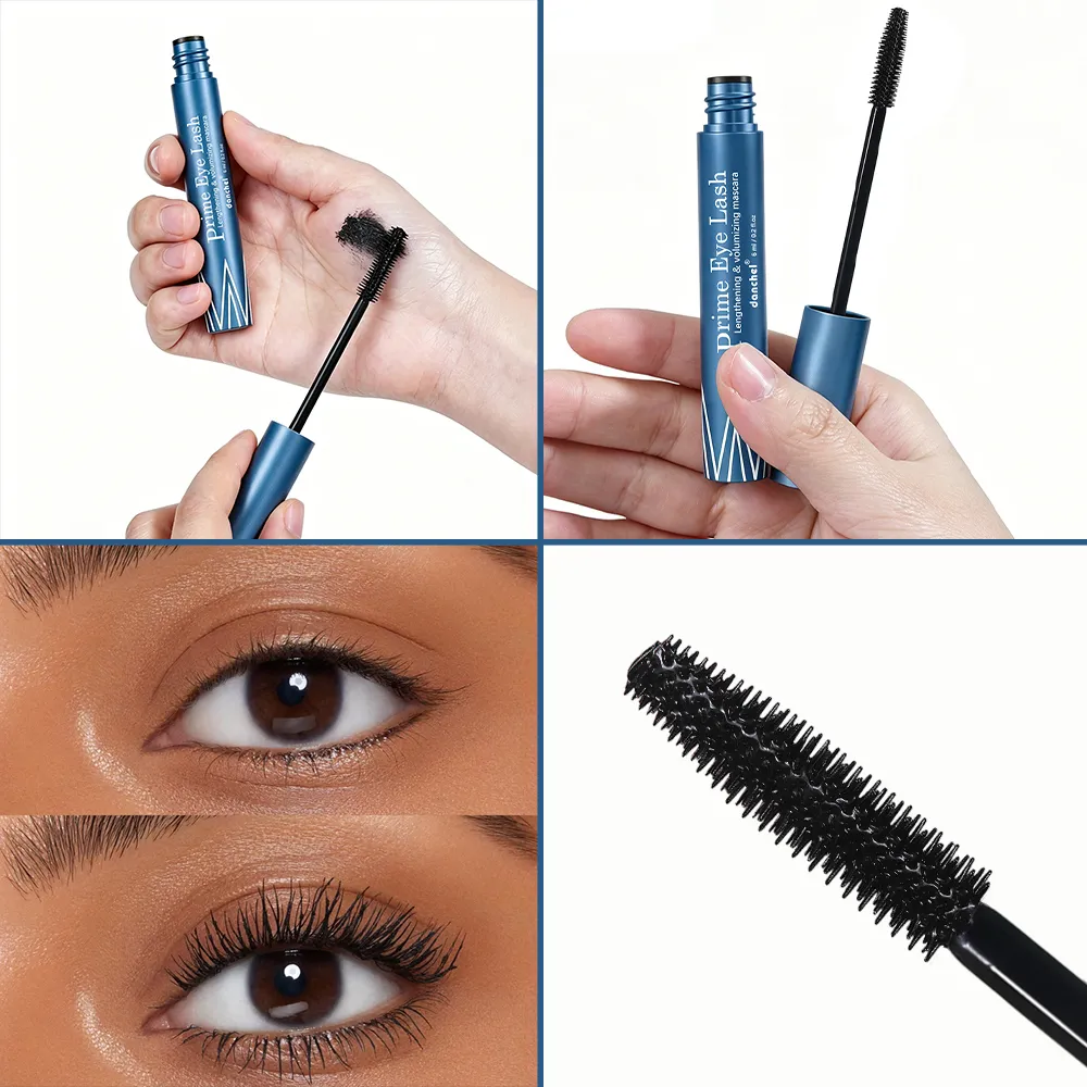 Rímel para alongamento e volume, resistente à água, de longa duração, nutritivo, fortalecedor, acabamento natural brilhante, maquiagem para os olhos