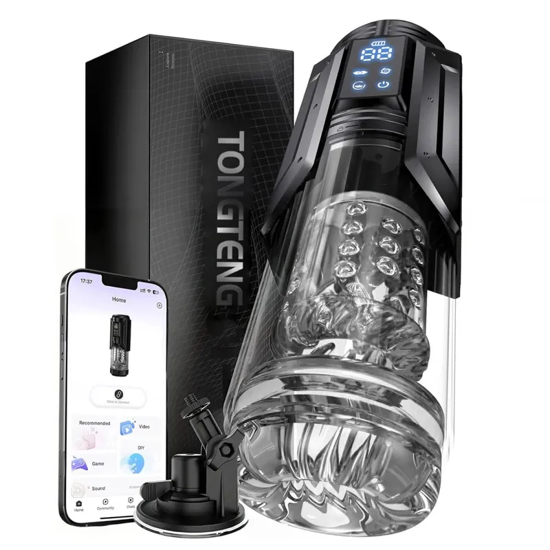 Copo masturbador masculino automático 7 sucção rotativa lambendo assim app led modos bolso buceta Stroker Boquete brinquedos sexuais para homem