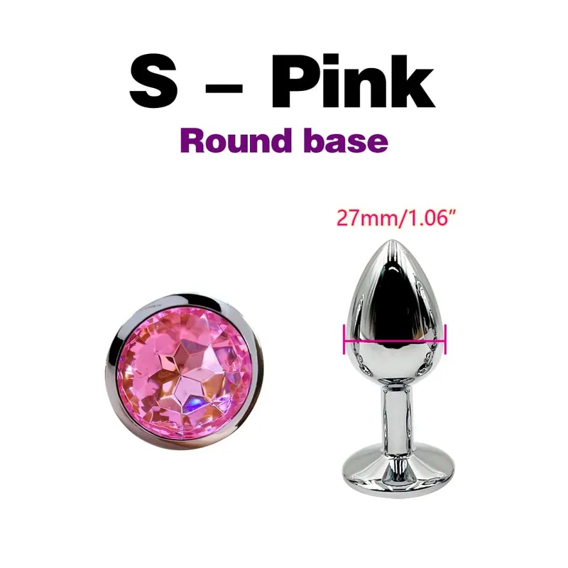 Plugue anal de metal com base de gema, plugue anal de 5 tamanhos para iniciantes e especialistas, massagem em ponto g, casais femininos/masculinos, brinquedos sexuais adultos