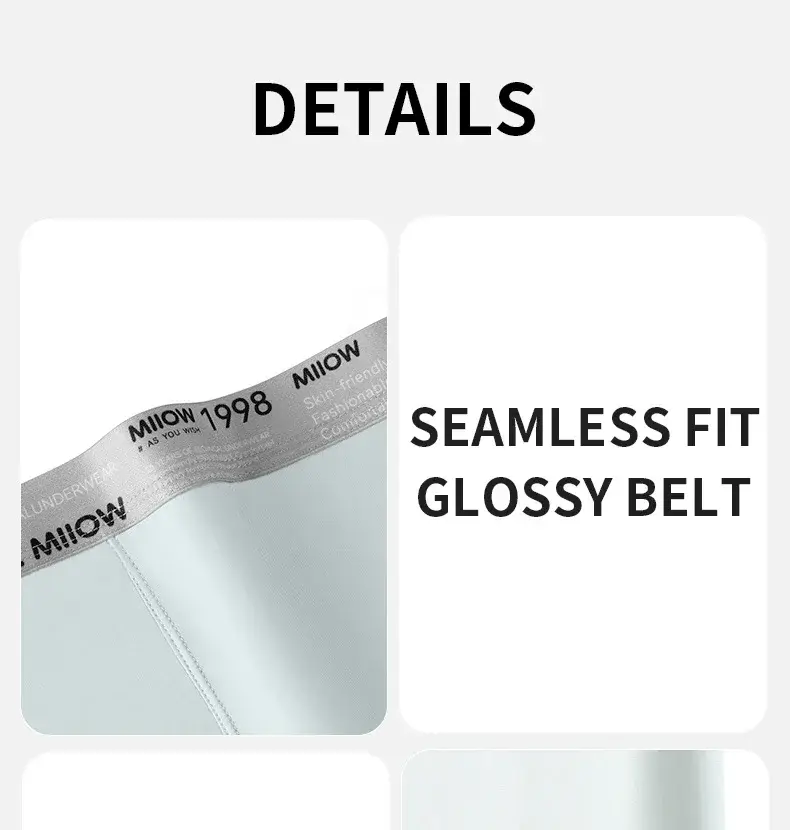 MiiOW 3Pcs Ice Silk Men Underwear Boxers Breathable Ultra-thin Mens Underpants Antibacterial Men's Panties Seamless Mens Boxers