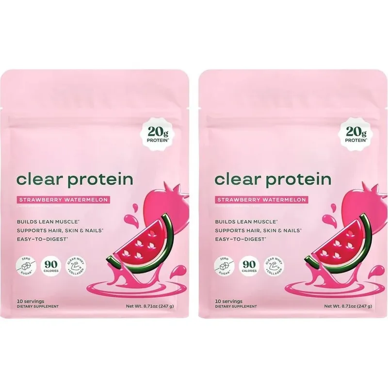 Proteína em pó transparente com 20g de proteína por porção, mistura de enzimas digestivas e peptídeos de colágeno bovino - 10 porções