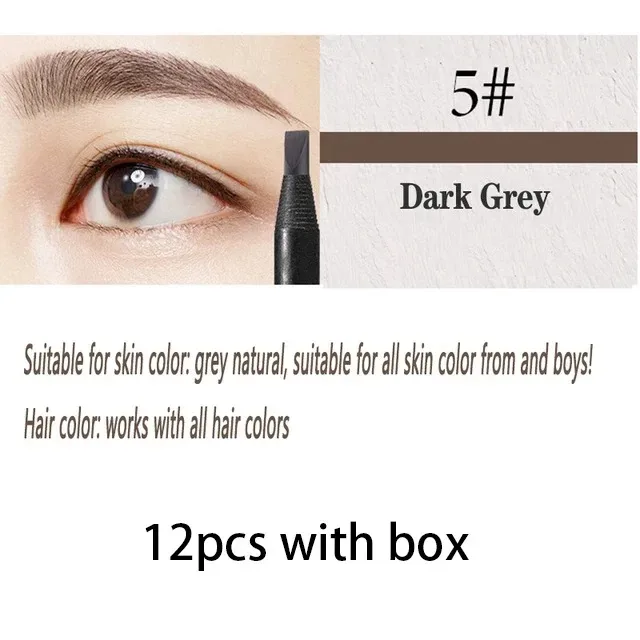 6/12 pçs lápis de sobrancelha núcleo duro atacado maquiagem puxar linha haozhuang marca permanente peel off branco preto à prova dnatural água natural