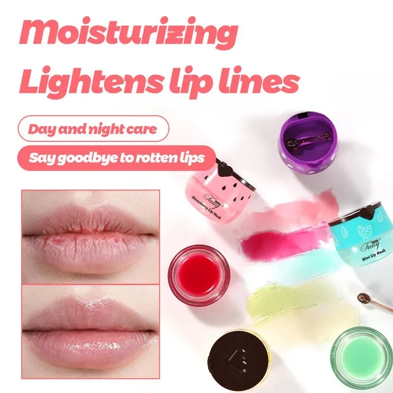 5.5g Lip Sleep Mask Night Sleep Maintenance Moisturizing Lip Gloss Bleach Cream Nourishing Lip Care Strawberry Honey