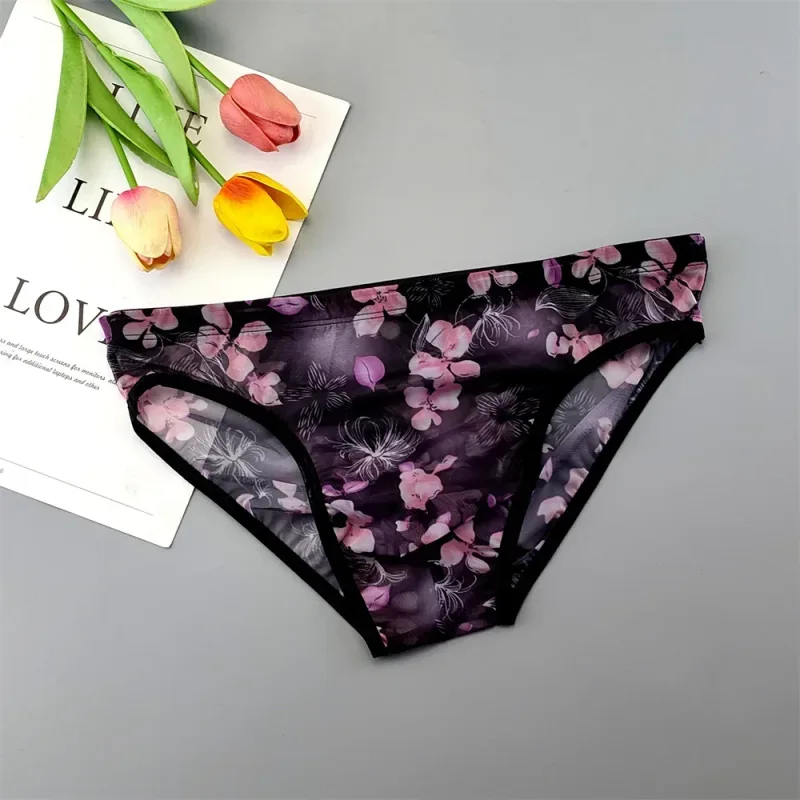 Plus Size Transparent Underwear See Through Sexy Briefs for Men with Pouch Nylon Hombre Slips Breathable Male Panties XL-4XL