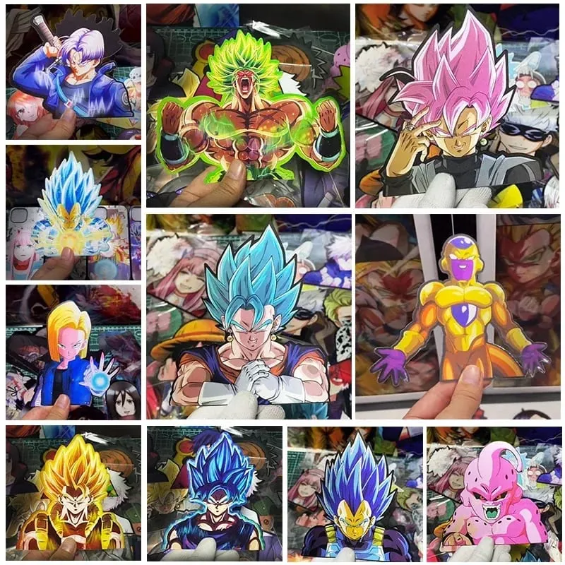 Anime 3D Lenticular Adesivo Goku Vegeta Decalques à prova d'água para carro, geladeira, skate, etc. — image 1