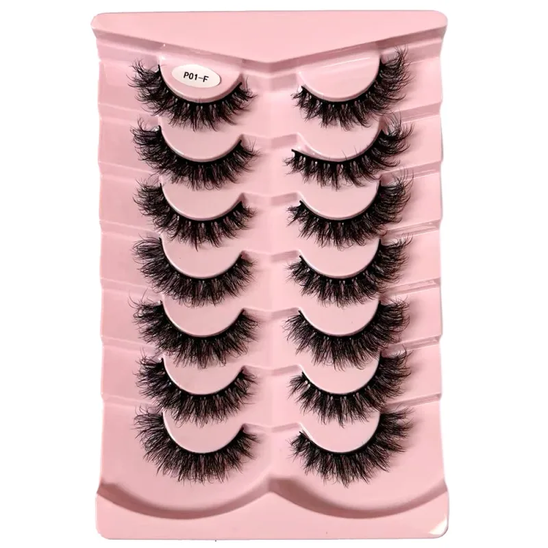 7 Pairs False Eyelashes Wispy Lashes Natural Look Fake Eyelashes Faux Mink Fluffy Strip False Lashes Pack
