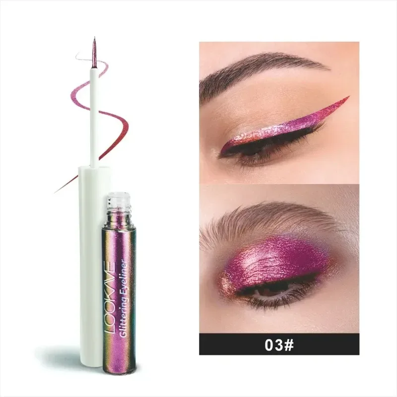 Delineador líquido camaleão brilhante metálico glitter sombra multicolorido delineador perolado polarizado aurora maquiagem com pigmento para os olhos