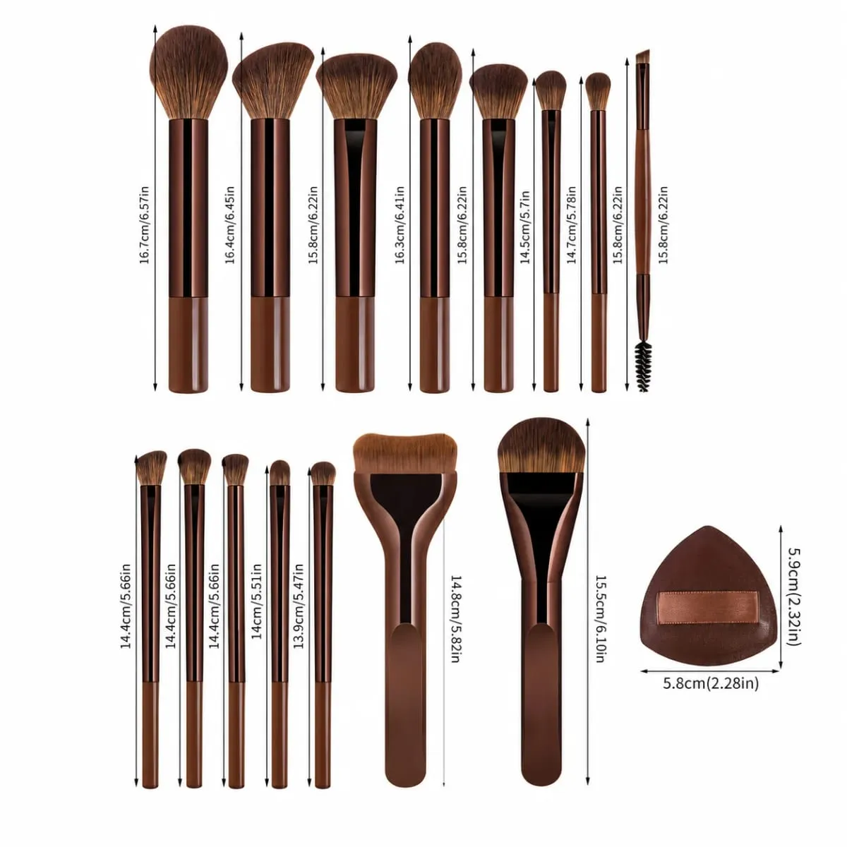 Conjunto de pincéis de maquiagem - 18 unidades multifuncionais de alto valor - incluindo 15 pincéis de maquiagem + 2 puffs de pó + bolsa de maquiagem - amigo de viagem — image 6