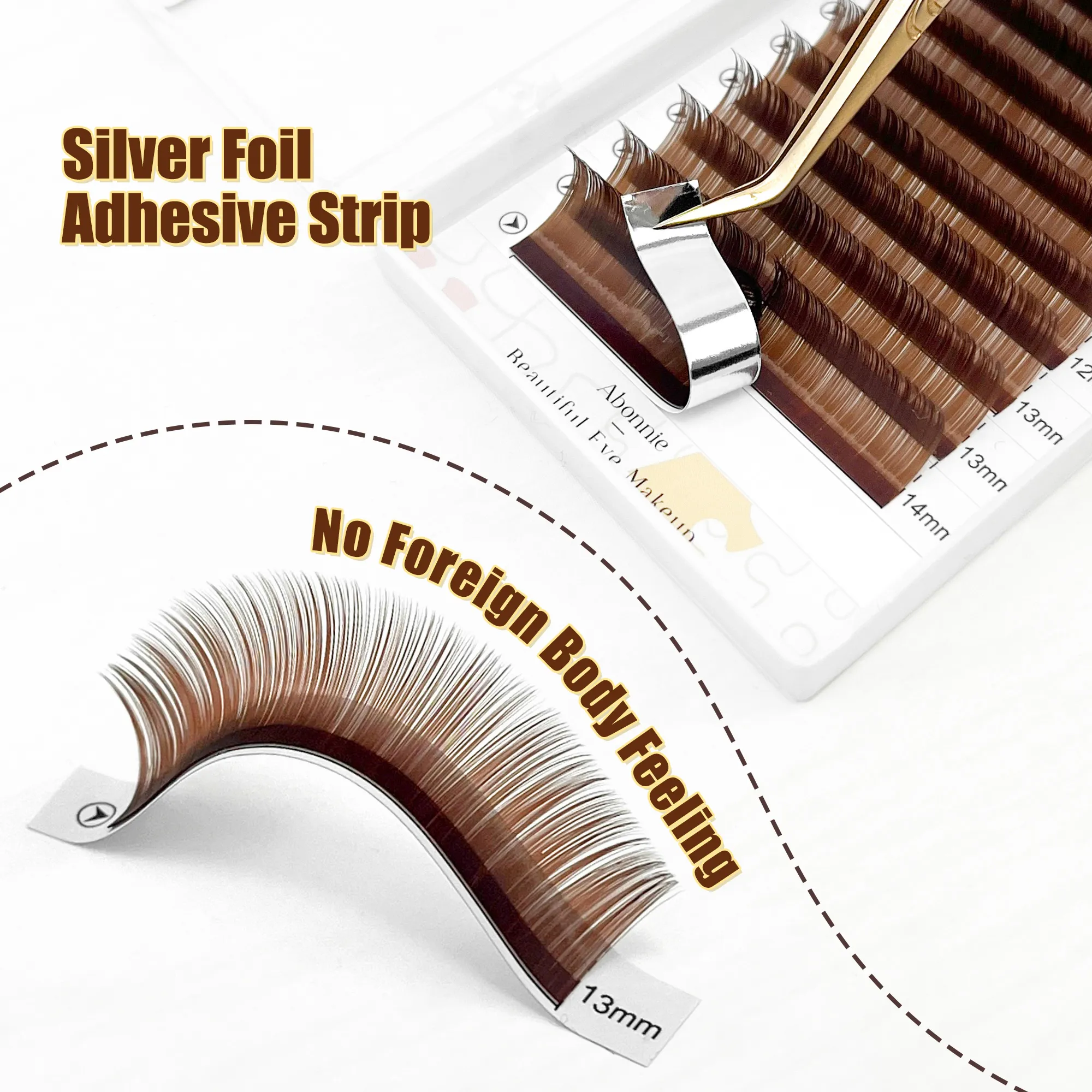 Abonnie LB Dark Brown Lashes Brown Color Classic Eyelash Extensions Foxy Eye Fluffy Individual Eyelashes