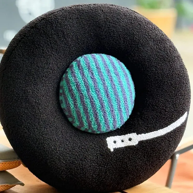 Travesseiro em formato de disco de vinil, 40cm, retrô, para amantes da música, disco, festa, criativo, almofada de pelúcia, gravação, sofá, travesseiro