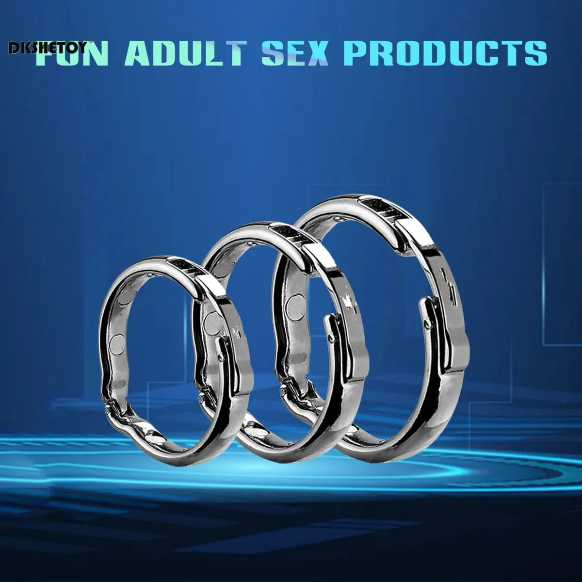 Metal s/m/l/xl tamanho atraso ejaculação pênis bondage anel de aço inoxidável masculino pênis bloqueio galo anel conjunto ereção brinquedos sexuais para homem — image 2