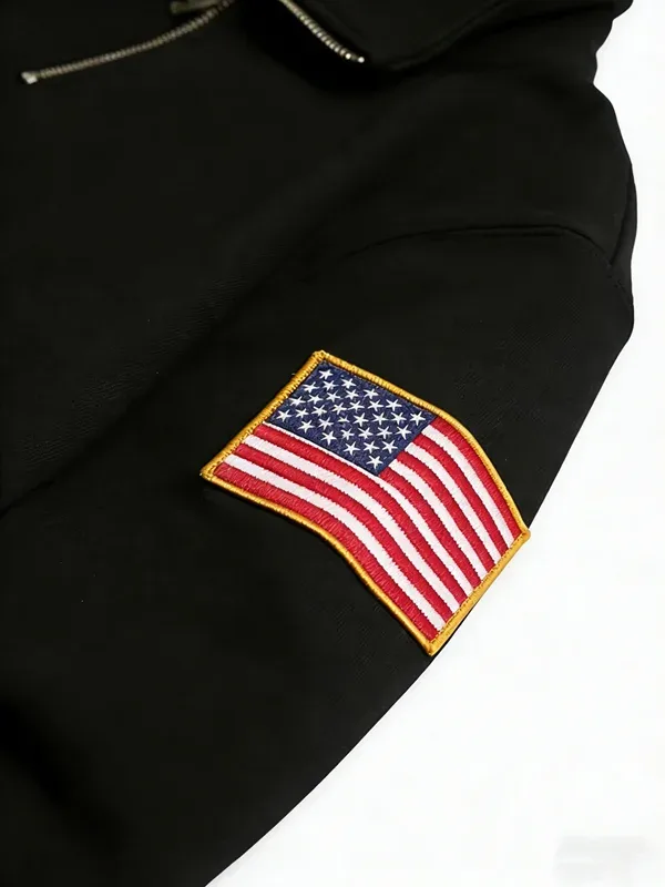 Y2K Retro Quarterzip Pullover Hoodie Pattern Embroidery Pattern Sweatshirt American Vintage Casual Streetwear Men Oversized Coat