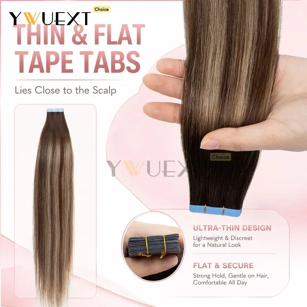 Fita de cores gradientes de 20 unidades/pacote em extensões de cabelo humano adicionam volume e comprimento para mulheres 30g 16-20 polegadas qualidade de salão de beleza YWUEXT