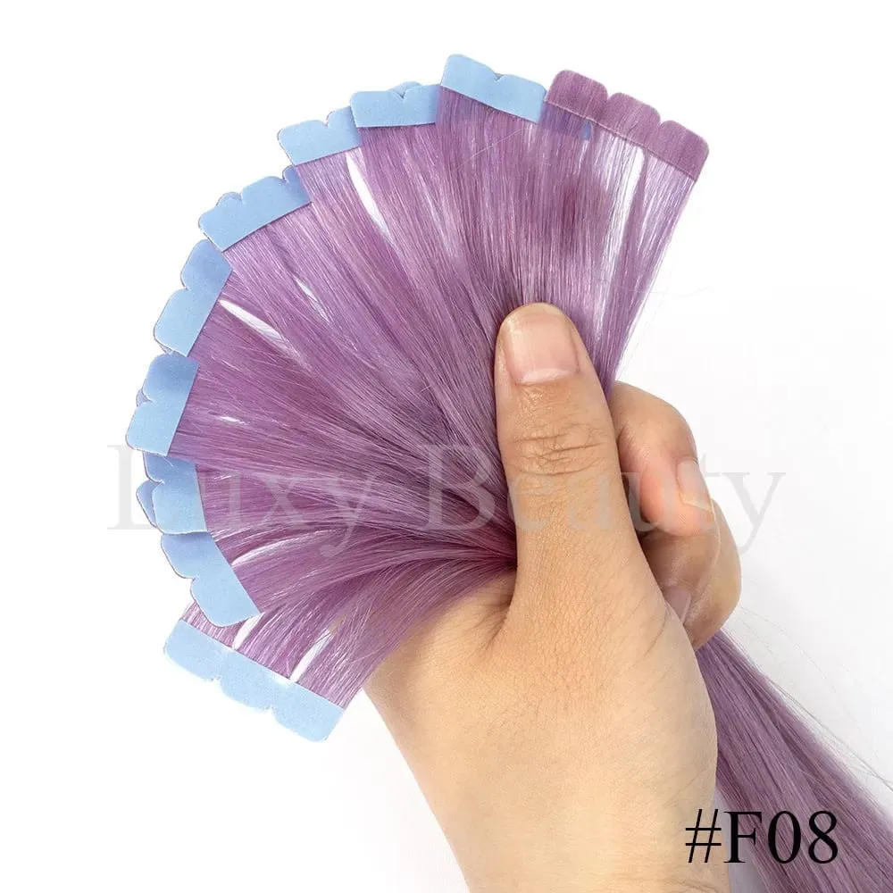 Mini fita colorida em extensões de cabelo, fita invisível sem costura em cabelo humano 10 tamanhos rosa vermelho verde roxo azul mini fita de cabelo