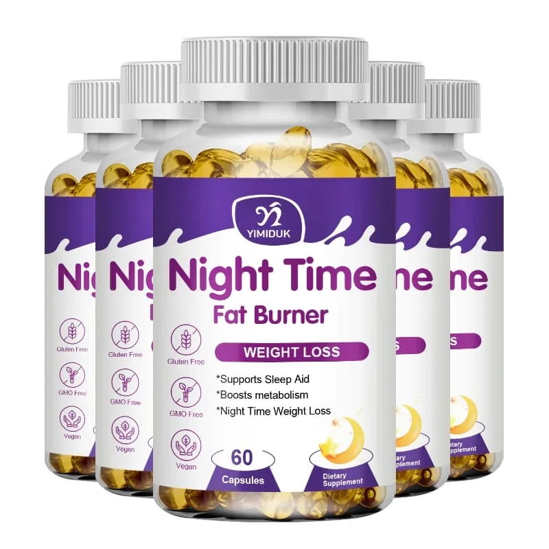 Night Time Slimming Fat Burning Capsules Support Weight Loss Appetite Suppression Metabolism Detoxification for Lean Physique