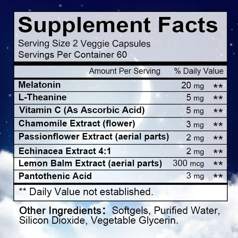 Daitea Super Melatonin Capsules-40mg Contém vitamina C ajuda você a adormecer mais rápido, alivia a insônia e melhora a qualidade do sono