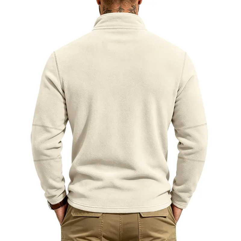 Men's Quarter Zip Polar Fleece Pullover Stand Collar Long Sleeve Casual Warm Sweatshirt For Autumn Winter Daily Commute Wear