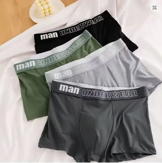 Man Underwear Fashion Solid Cotton Comfortable Breathable Boxers Men's Underpants Male Letter Printed Panties Shorts Lingerie