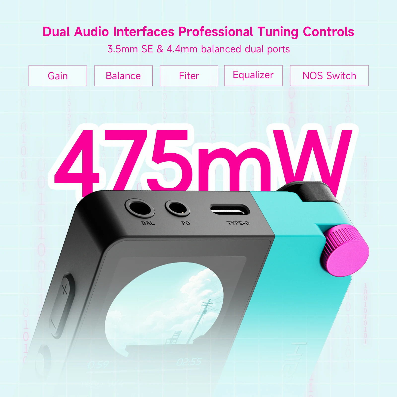 HiBy W4 3.5mm 4.4mm Wireless Audio HiFi Headphone Amplifier Bluetooth 5.4 NFC CarPlay UAT LDAC AptX HD AptX-LL 1500mAh MagSafe