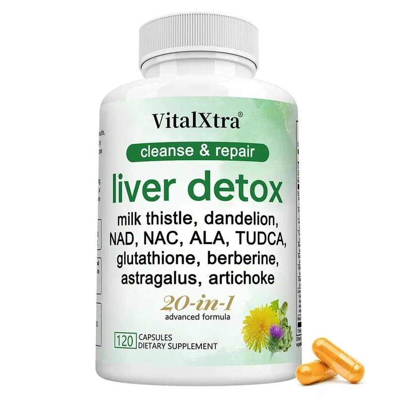 Cápsulas de suporte para o fígado Cardo mariano Dente de leão apoia a limpeza e desintoxicação do fígado, bem-estar, antioxidante e saúde digestiva